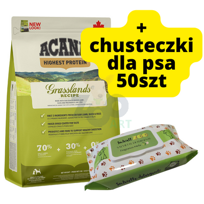  ACANA Grasslands Dog 2kg + chusteczki pielęgnacyjne dla psa 50szt
