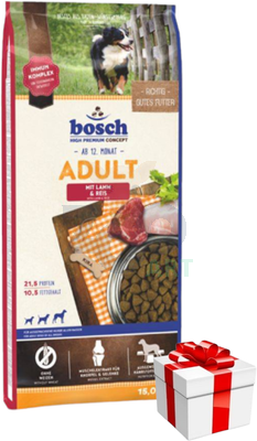  Bosch Adult Lamb & Rice, jagnięcina i ryż (nowa receptura) 15kg + NIESPODZIANKA DLA PSA GRATIS!