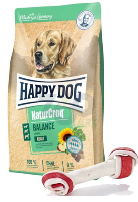  Happy Dog NaturCroq Adult Balance 15 kg + MACED Kość Wiązana Biała Bekon 16cm