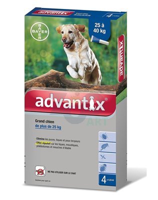 Advantix - dla psów 25-40kg (4 pipety x 4ml) + niespodzianka dla psa GRATIS!