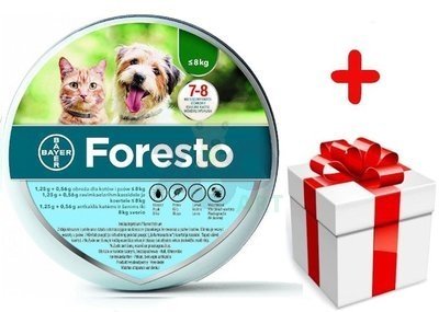 BAYER Foresto Obroża przeciw kleszczom i pchłom dla kotów i psów poniżej 8kg + NIESPODZIANKA DLA PSA GRATIS !!