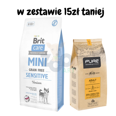 BRIT CARE Mini Grain-Free Sensitive 7kg + PURE Brave mini 2kg 