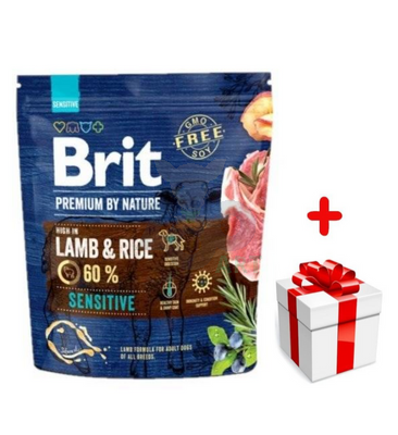 BRIT Premium By Nature Sensitive Lamb 1kg + niespodzianka dla psa GRATIS!