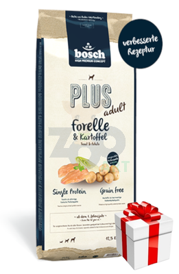 Bosch Plus Adult Pstrąg & Ziemniaki 12,5kg + Niespodzianka dla psa GRATIS