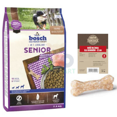 Bosch Senior (nowa receptura) 2,5kg + Kość do żucia dla seniorów 12cm