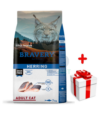 Bravery Cat Adult Herring (Śledź) 7kg + niespodzianka dla kota GRATIS!