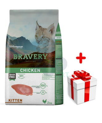 Bravery Cat Kitten Chicken 2kg + niespodzianka dla kota GRATIS!