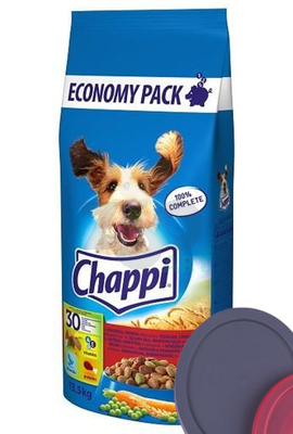 CHAPPI 13,5kg - sucha karma dla psów z wołowiną, drobiem i warzywami + 2x Pokrywka na puszkę 800g