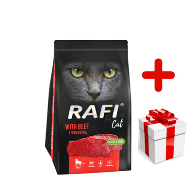 DOLINA NOTECI Rafi Cat karma sucha dla kota z wołowiną 1,5kg + niespodzianka dla kota GRATIS!
