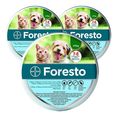 ELANCO Foresto Obroża dla kotów i psów poniżej 8kg x3 