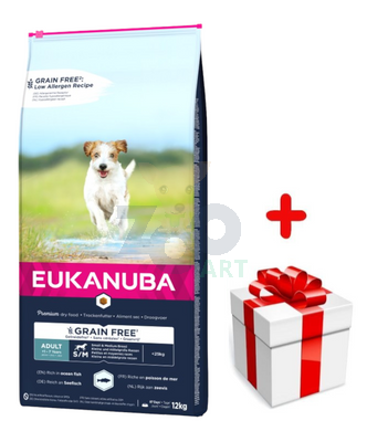 EUKANUBA Adult Small&Medium Grain Free 12kg + niespodzianka dla psa GRATIS! 