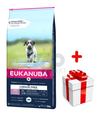 EUKANUBA Puppy&Junior Large Breeds Grain Free 12kg + niespodzianka dla psa GRATIS!