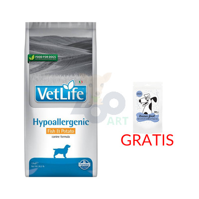 FARMINA Vet Life Dog Hypoallergenic Fish & Potato 12kg  + PEPE mini chunkies guinea fowl (perliczka) 70g GRATIS