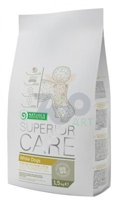 NATURES PROTECTION Superior Care White Dogs Adult 1,5kg + K9 STERLING SILVER SHAMPOO - szampon wybielający 300ml