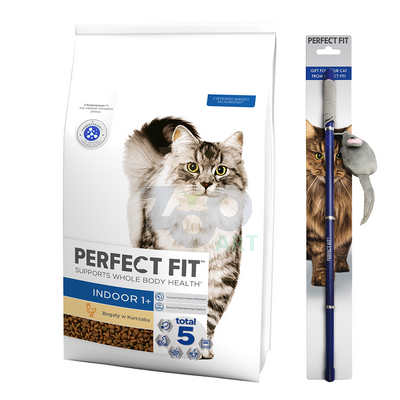 Perfect Fit™ - sucha karma pełnoporcjowa dla dorosłych kotów niewychodzących, bogata w kurczaka 7kg + WĘDKA GRATIS !!! 