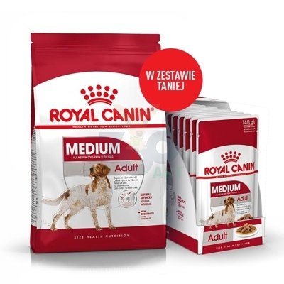 ROYAL CANIN Medium Adult 15kg + 10x140g saszetka