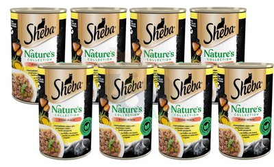 SHEBA puszka 12x400g Nature's Collection – mokra pełnoporcjowa karma dla dorosłych kotów, z łososiem przybranym batatem i fasolką szparagową, w sosie