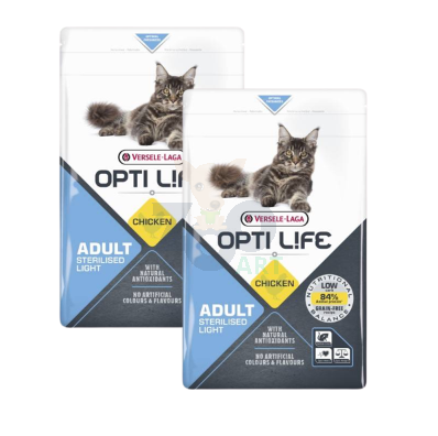 VERSELE-LAGA OPTI LIFE Cat Sterilised/Light 1kg - karma dla dorosłych, sterylizowanych kotów + 1kg GRATIS