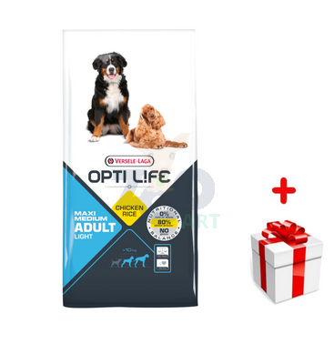 VERSELE-LAGA Opti Life Adult Light Medium & Maxi 12,5kg - z kurczakiem - dla średnich i dużych ras  + niespodzianka dla kota GRATIS!           