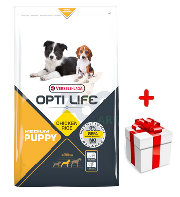 VERSELE-LAGA Opti Life Puppy Medium 2,5kg - z kurczakiem - dla szczeniąt średnich ras + niespodzianka dla psa GRATIS!