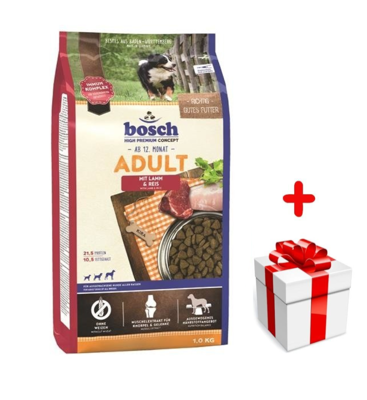  Bosch Adult Lamb & Rice, jagnięcina i ryż (nowa receptura) 1kg  + niespodzianka dla psa GRATIS!