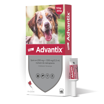 Advantix - dla psów 10-25kg (4 pipety x 2,5ml)