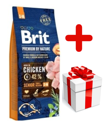 BRIT Premium By Nature Senior S+M 15kg + niespodzianka dla psa GRATIS!