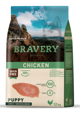Bravery Grain Free Puppy Medium Large Chicken 10kg/Opakowanie uszkodzone (4031) !!! 