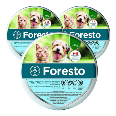 ELANCO Foresto Obroża dla kotów i psów poniżej 8kg x3 