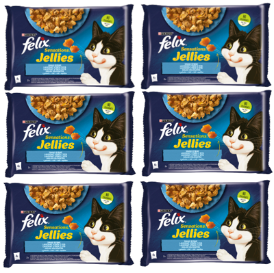FELIX Sensations Jellies Karma dla kotów smaki rybne w galaretce 12x(4x85g)