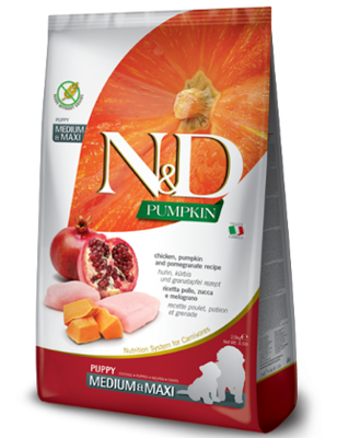 Farmina N&D Dog Chicken Pumpkin & Pomegranate Puppy Medium Maxi  12 KG