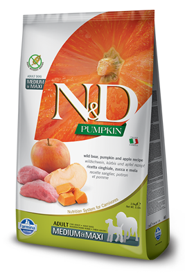 Farmina N&D Pumpkin Grain Free canine BOAR AND APPLE ADULT MEDIUM & MAXI 12kg + Advantix - dla psów 25-40kg (pipeta 4ml)