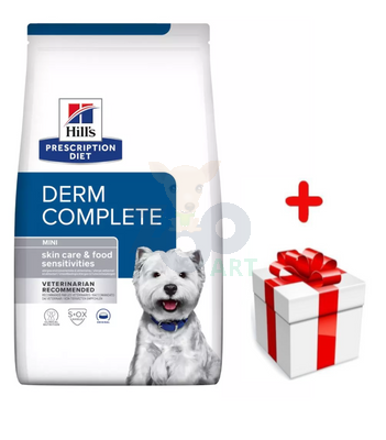 HILL'S PD Prescription Diet Canine Derm Complete Mini 1kg + niespodzianka dla psa GRATIS!