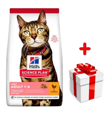 HILL'S SP Science Plan Feline Adult Light Kurczak 10kg + niespodzianka dla kota GRATIS!