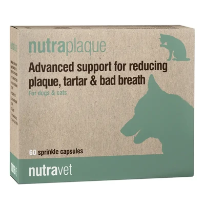 NUTRAVET Nutraplaque For Dogs & Cats 60kaps - Zaawansowane wsparcie w redukcji płytki nazębnej, kamienia nazębnego i nieświeżego oddechu 