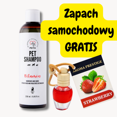 PET Shampoo Vitamin_Szampon Witaminowy 250ml Odżywczy i pielęgnujący + Zawieszka zapachowa Aroma Prestige 8ml GRATIS!