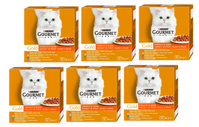 Purina Gourmet Gold kawałki w sosie mix(kaczka, pstrąg, królik, cielęcina) 48x85g