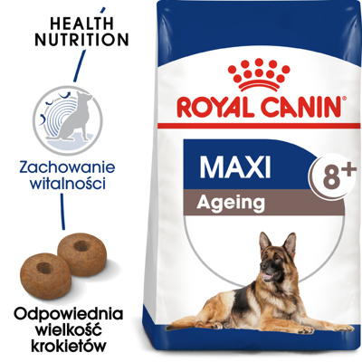 ROYAL CANIN Maxi Ageing 8+ 14kg karma sucha dla psów dojrzałych, po 8 roku życia, ras dużych/Opakowanie uszkodzone (3731) !!! 