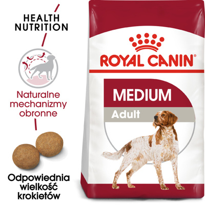 ROYAL CANIN Medium Adult 15kg karma sucha dla psów dorosłych, ras średnich\ Opakowanie uszkodzone (6499,6792, 8922,454,456) !!! 
