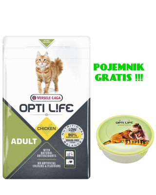 VERSELE-LAGA OPTI LIFE- Cat Adult 1kg - karma dla dorosłych kotów + POJEMNIK GRATIS !!! 