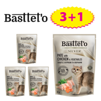 Basttet'o Silver Pasztet z kurczakiem i warzywami dla kotów 4x85g (saszetka)( 3+1 GRATIS)