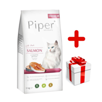 DOLINA NOTECI Piper Animals z łososiem dla kotów sterylizowanych 3kg + niespodzianka dla kota GRATIS!