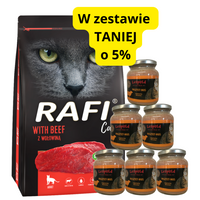 DOLINA NOTECI Rafi Cat karma sucha dla kota z wołowiną 7kg + Leopold Pasztetowy mus 6x330g
