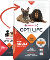 VERSELE-LAGA Opti Life Adult Digestion Mini 7,5kg + Advantix - dla psów do 4kg (pipeta 0,4ml)