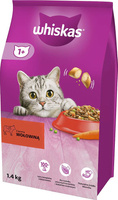 WHISKAS Adult 1,4 kg - sucha karma pełnoporcjowa dla dorosłych kotów, z pyszną wołowiną