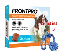  Frontpro tabletki na pchły i kleszcze L 68mg 10-25kg x 3tabl + Sznur z piłką GRATIS!