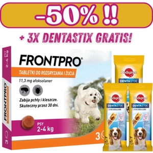 Frontpro tabletki na pchły i kleszcze S 11,3mg 2-4kg x 3tabl