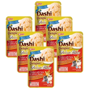 INABA Dashi Delights Delicate Flakes Chicken with Tuna & Salmon Recipe 6x40g