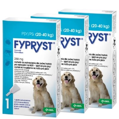 KRKA Fypryst Spot On krople na pchły i kleszcze dla psa 20-40 kg 268 mg/2,68 ml 3 szt.