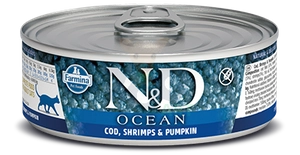 Farmina N&D Ocean feline COD, SHRIMP & PUMPKIN ADULT KARMA MOKRA 80g